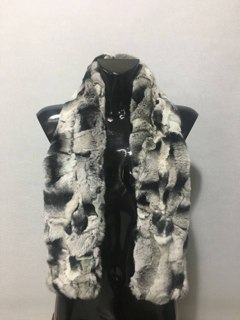 Rex rabbit  Fur Scarf , Luxury Gift , Gray Fur Neck Wrap, Winter scarf,Women chunky scarf,Real fur scarf Luxury Gift For Her