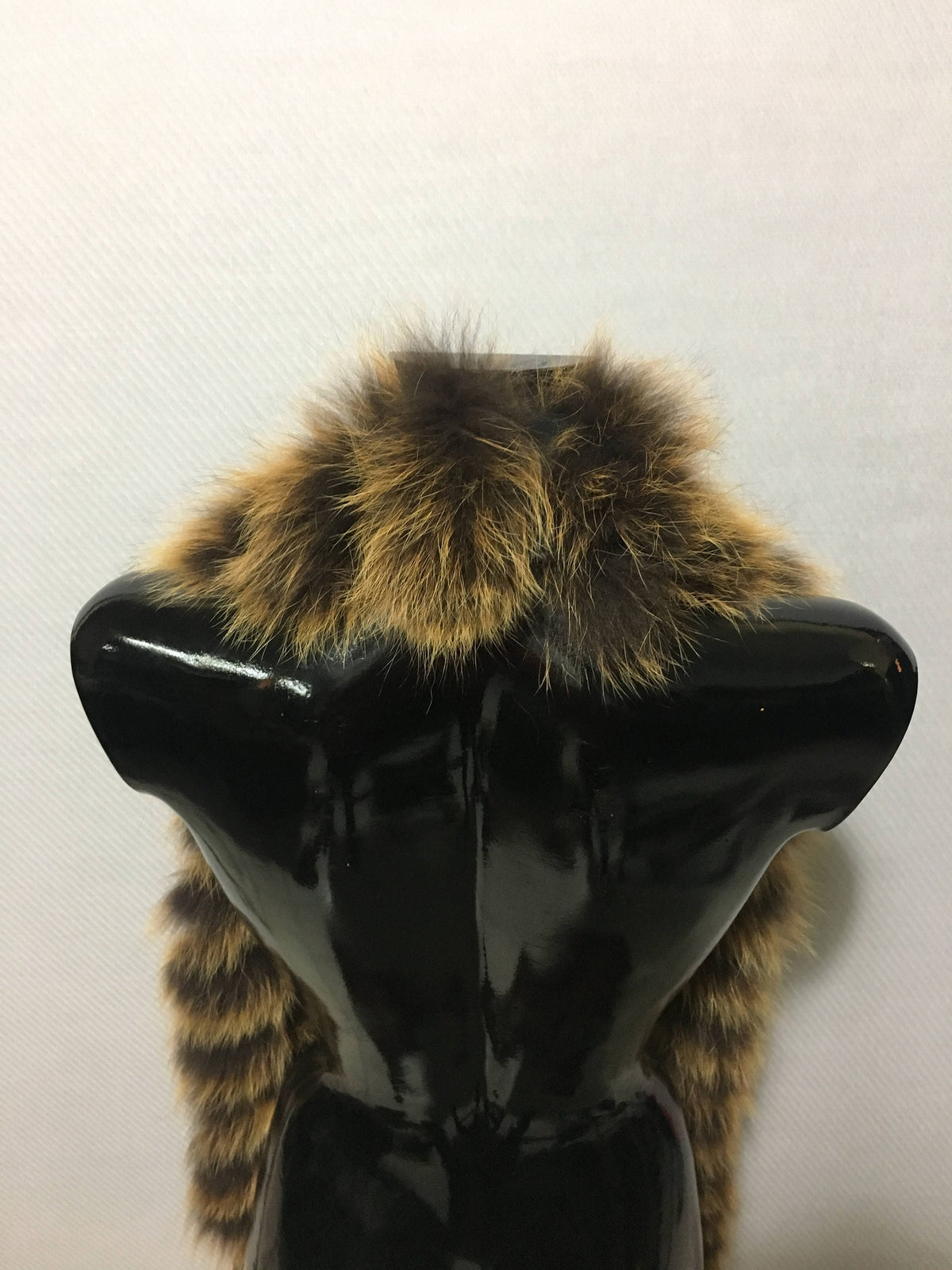 Real Natural Leather and Mustard Fox Fur Scarf - Collar