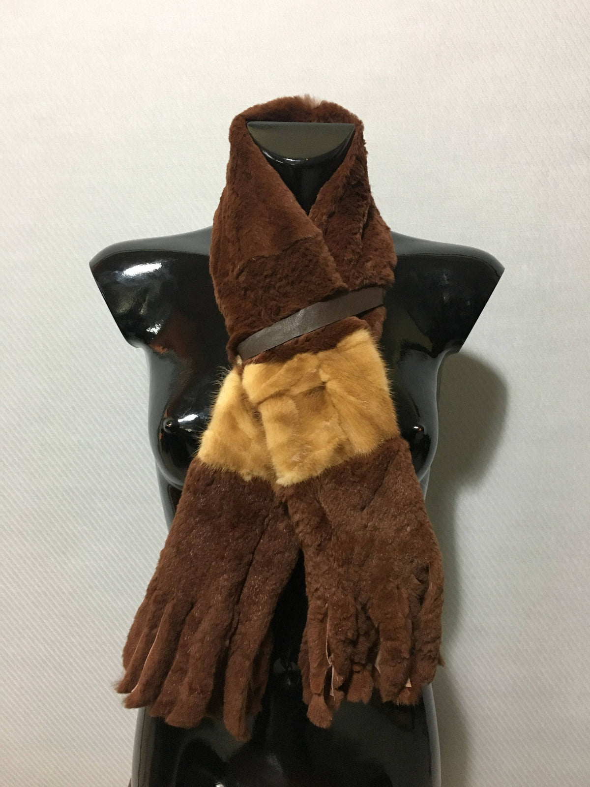 Rex rabbit With mink  Real Fur Scarf