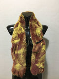 Yellow-bordeaux Rabbit Real Fur Scarf
