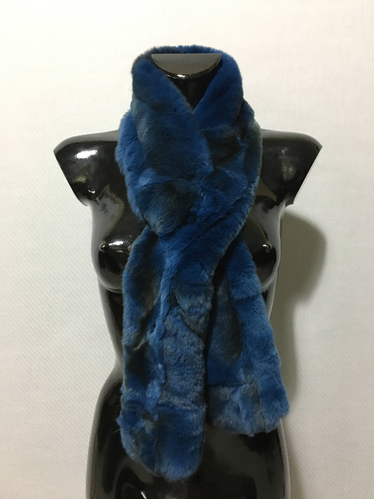 Tone of blue  and black Color Rex rabbit Real Fur Scarf