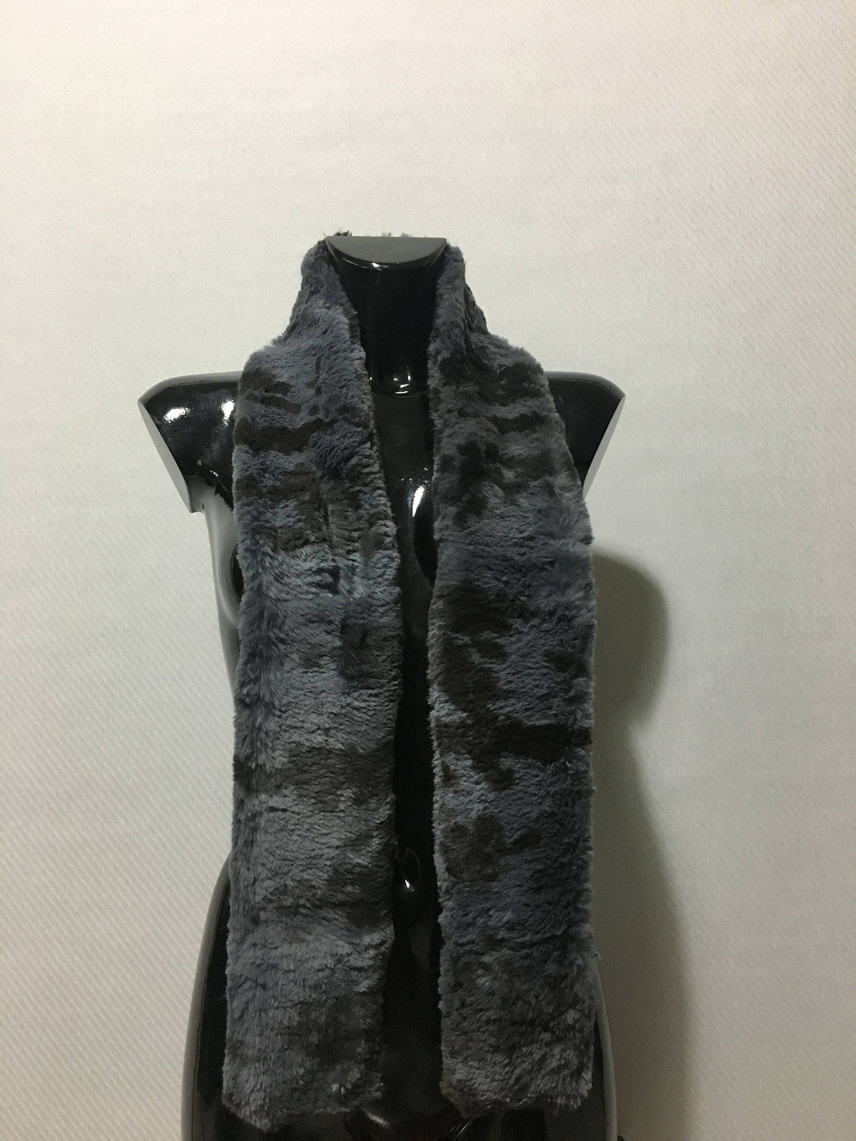 Real Rex rabbit Fur Scarf Gray black color