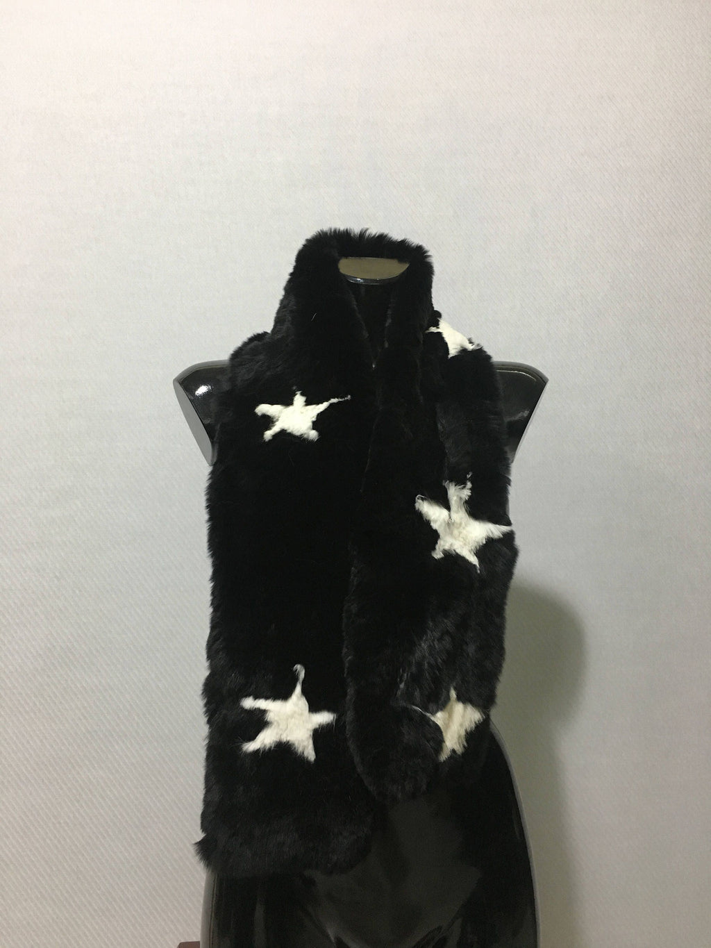 Black with stars Rex rabbit Real Fur Scarf