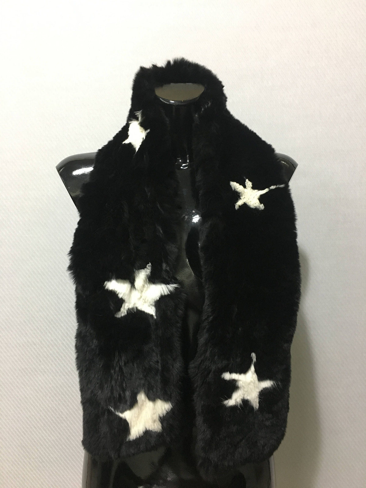 Black with stars Rex rabbit Real Fur Scarf