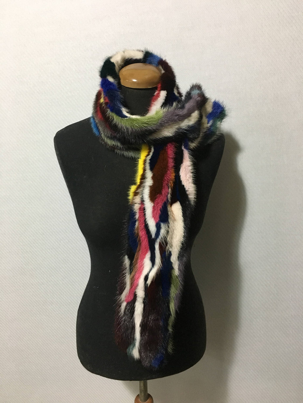 Colorful Real Mink Fur Scarf - Handmade