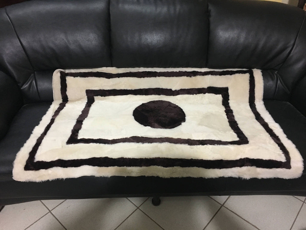 Beautiful Cream and brown Sheepskin Mat. Luxury Sheepskin Rug