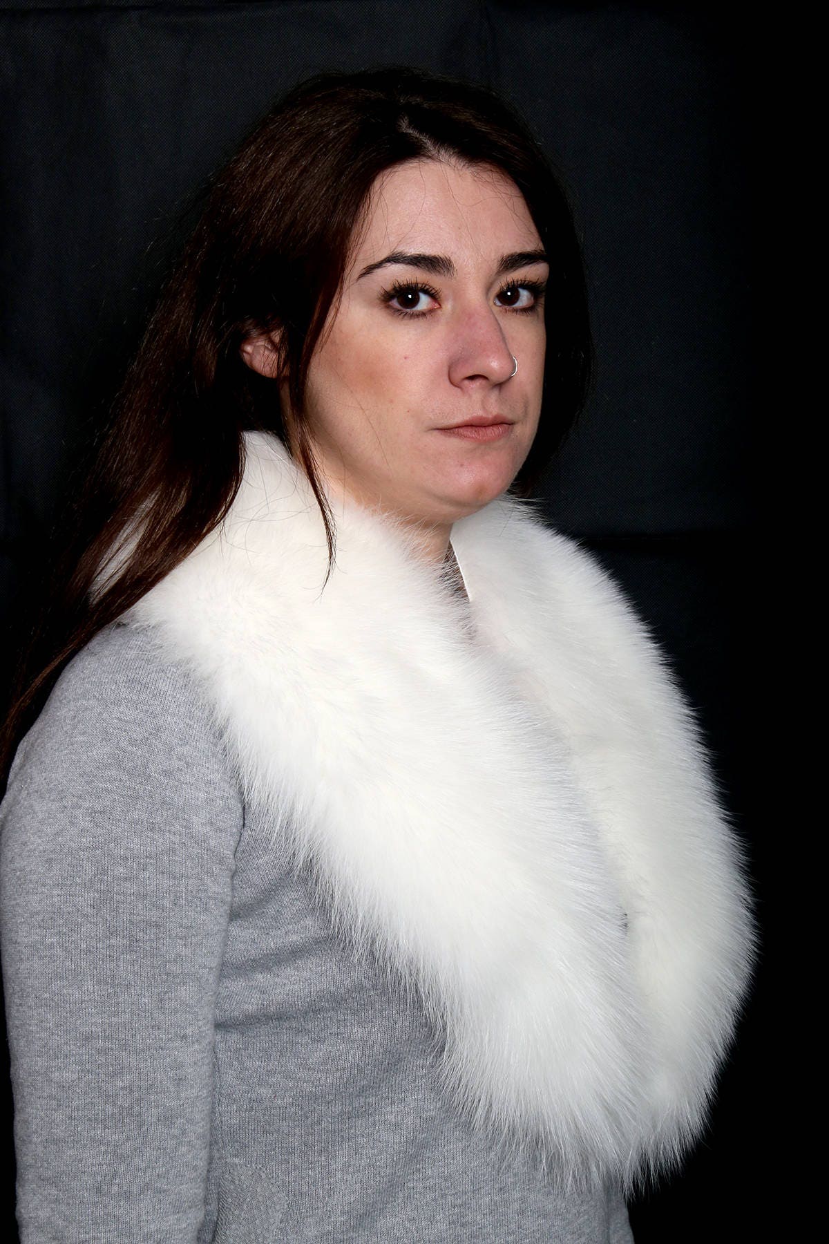 White Fox Fur Collar ,Real Fox Fur, Coat collar, Fur Shawl,White Fox fur Collar detachable Made in Greece