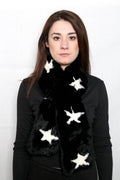 Black with stars Rex rabbit Real Fur Scarf