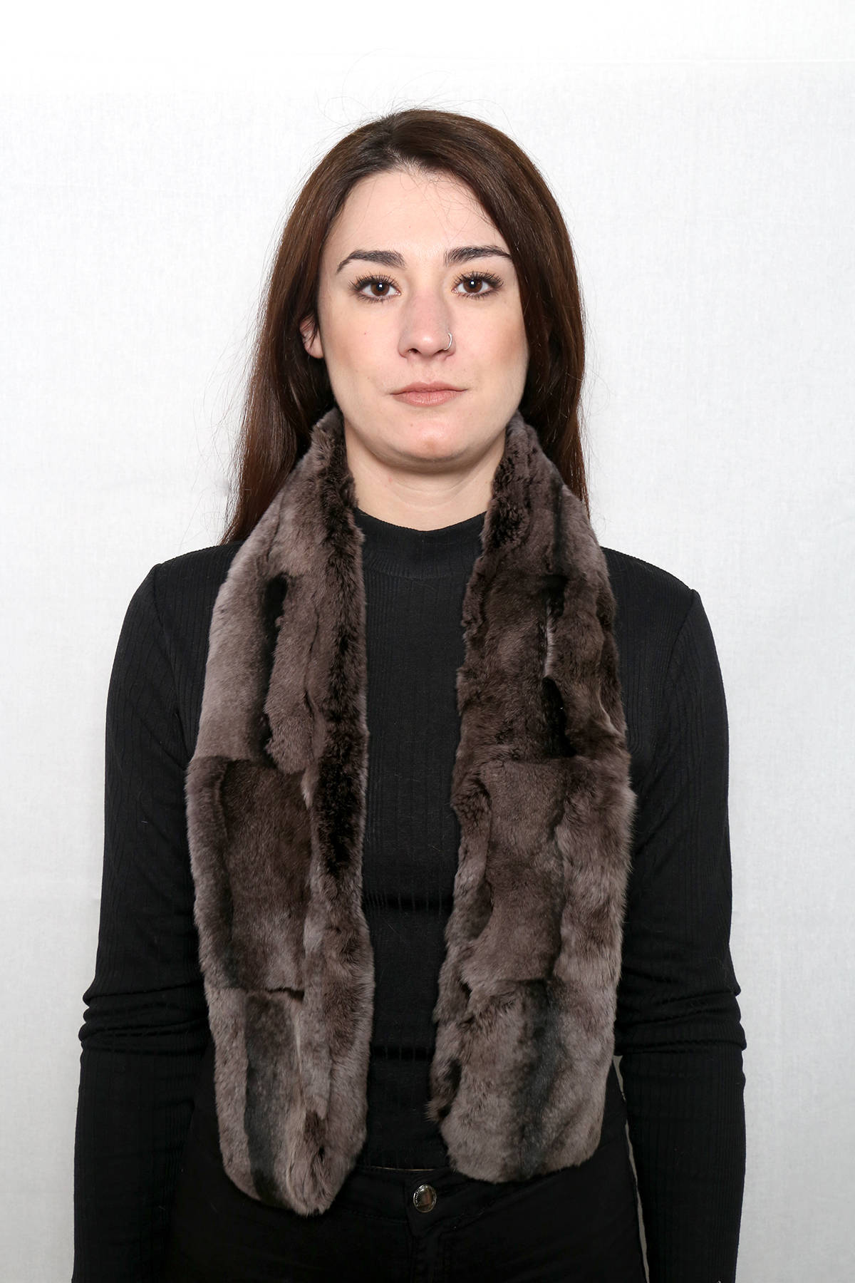 Real Rex rabbit Fur Scarf Tone of purple and black color