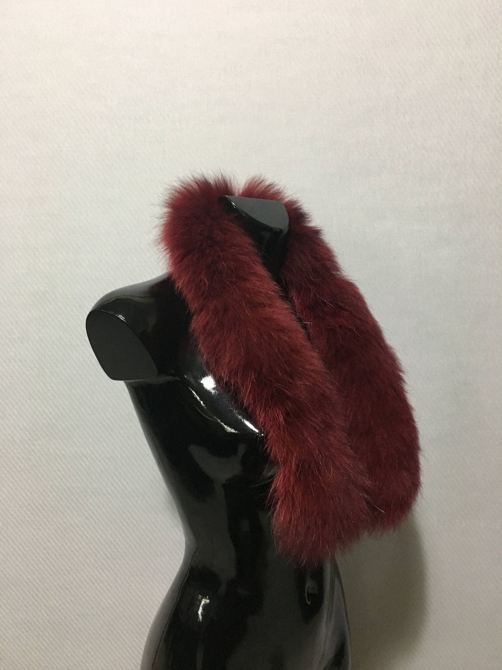 Real Natural Bordeaux Fox Fur Small Collar