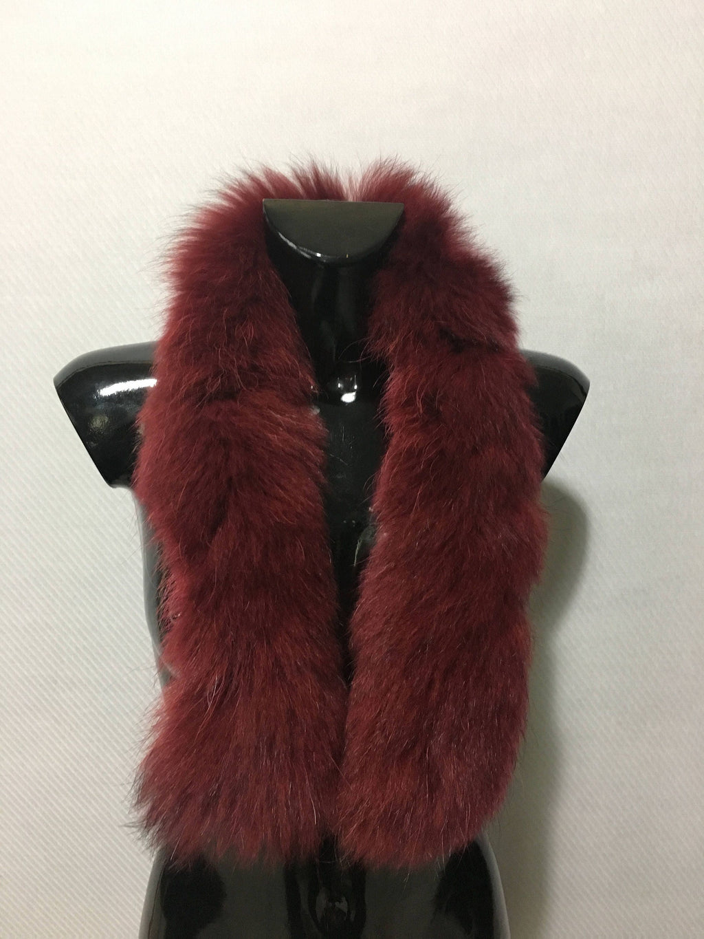 Real Natural Bordeaux Fox Fur Small Collar