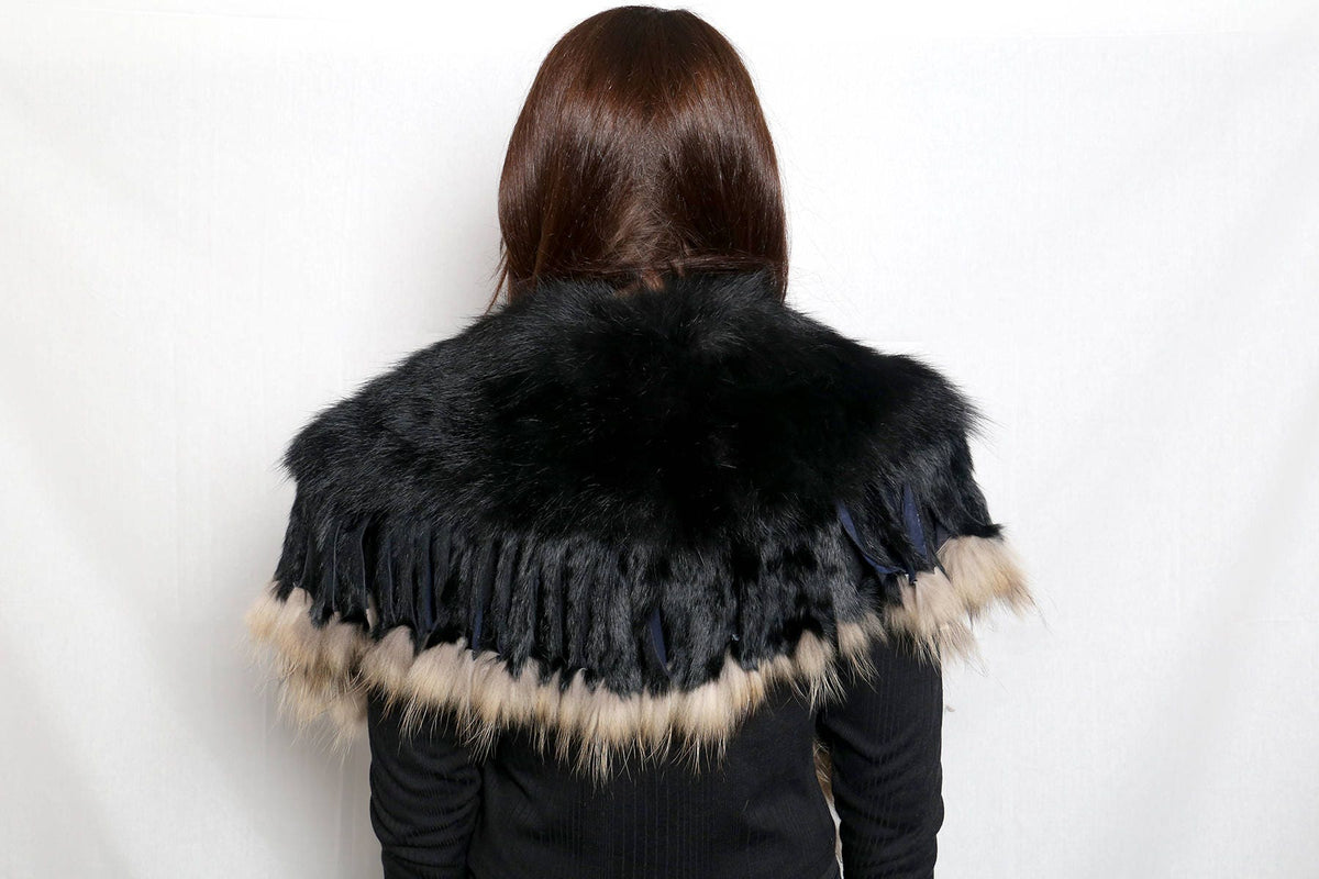 Genuine Real Black & brown Fox Fur Collar