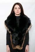 Genuine Real Black & brown Fox Fur Collar