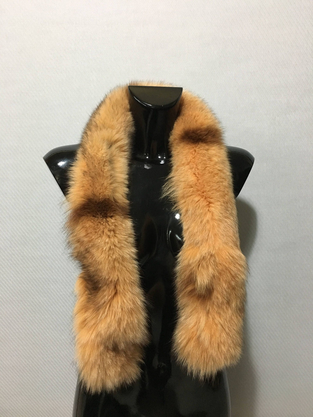 Beige With Black Strip Fox Fur Scarf, Trim For hood