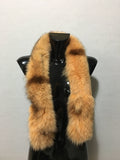 Beige With Black Strip Fox Fur Scarf, Trim For hood