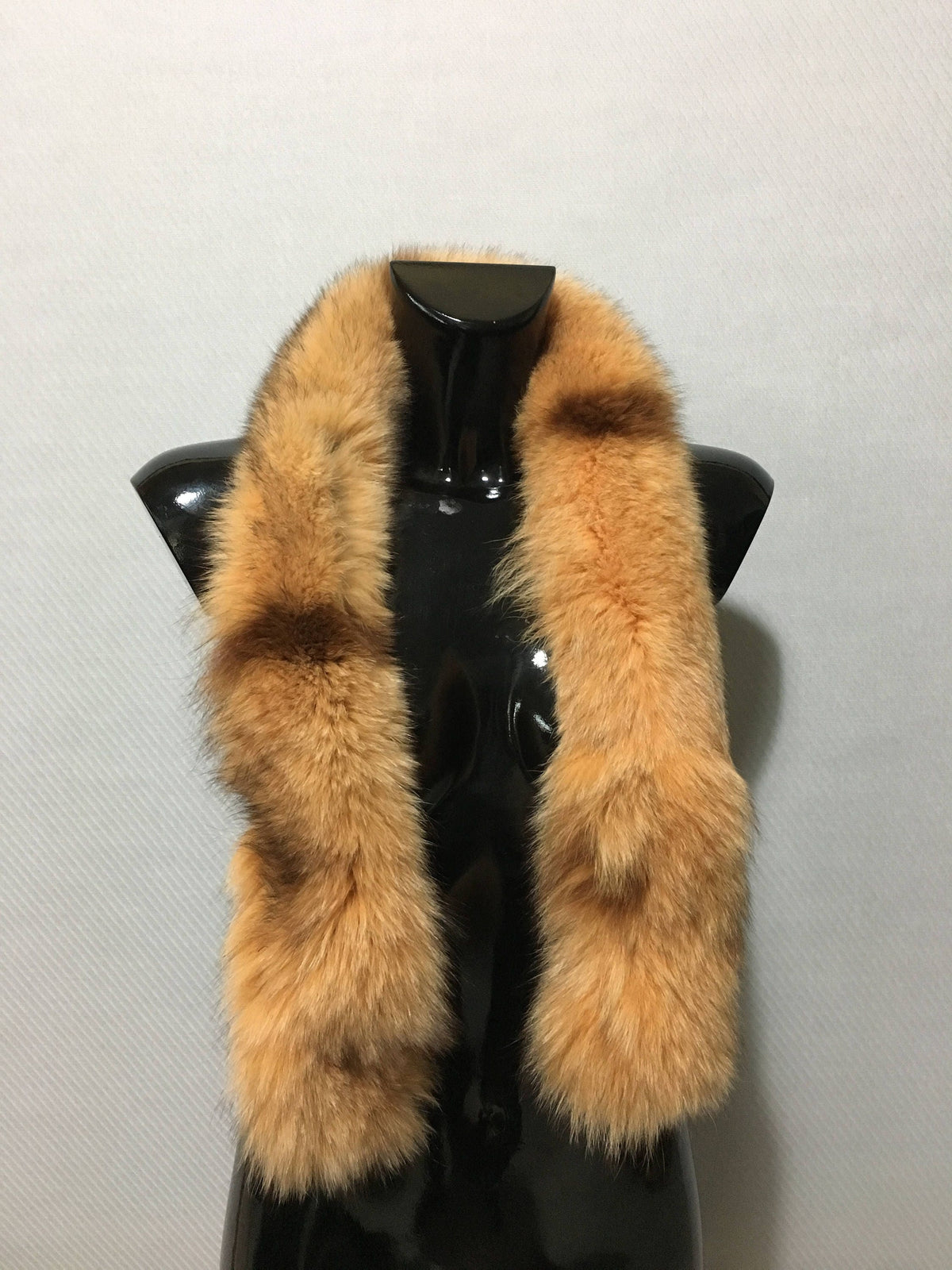 Beige With Black Strip Fox Fur Scarf, Trim For hood