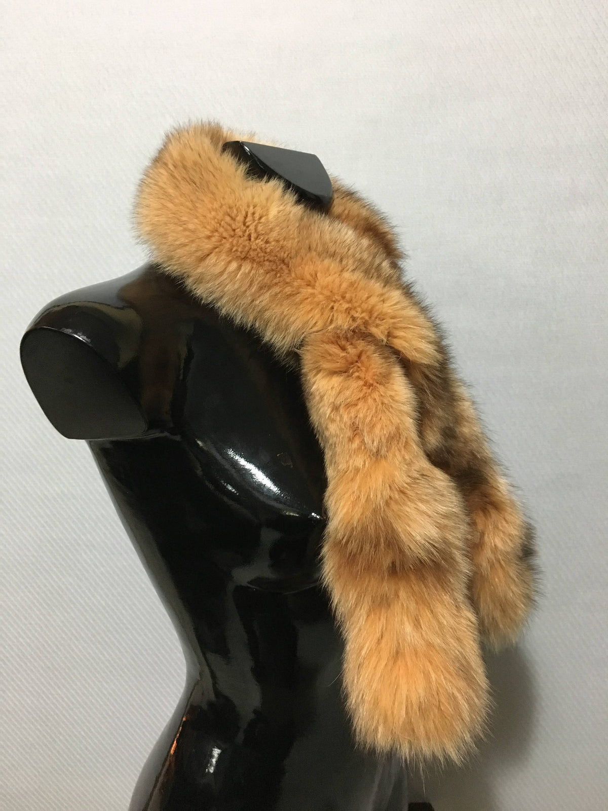 Beige With Black Strip Fox Fur Scarf, Trim For hood