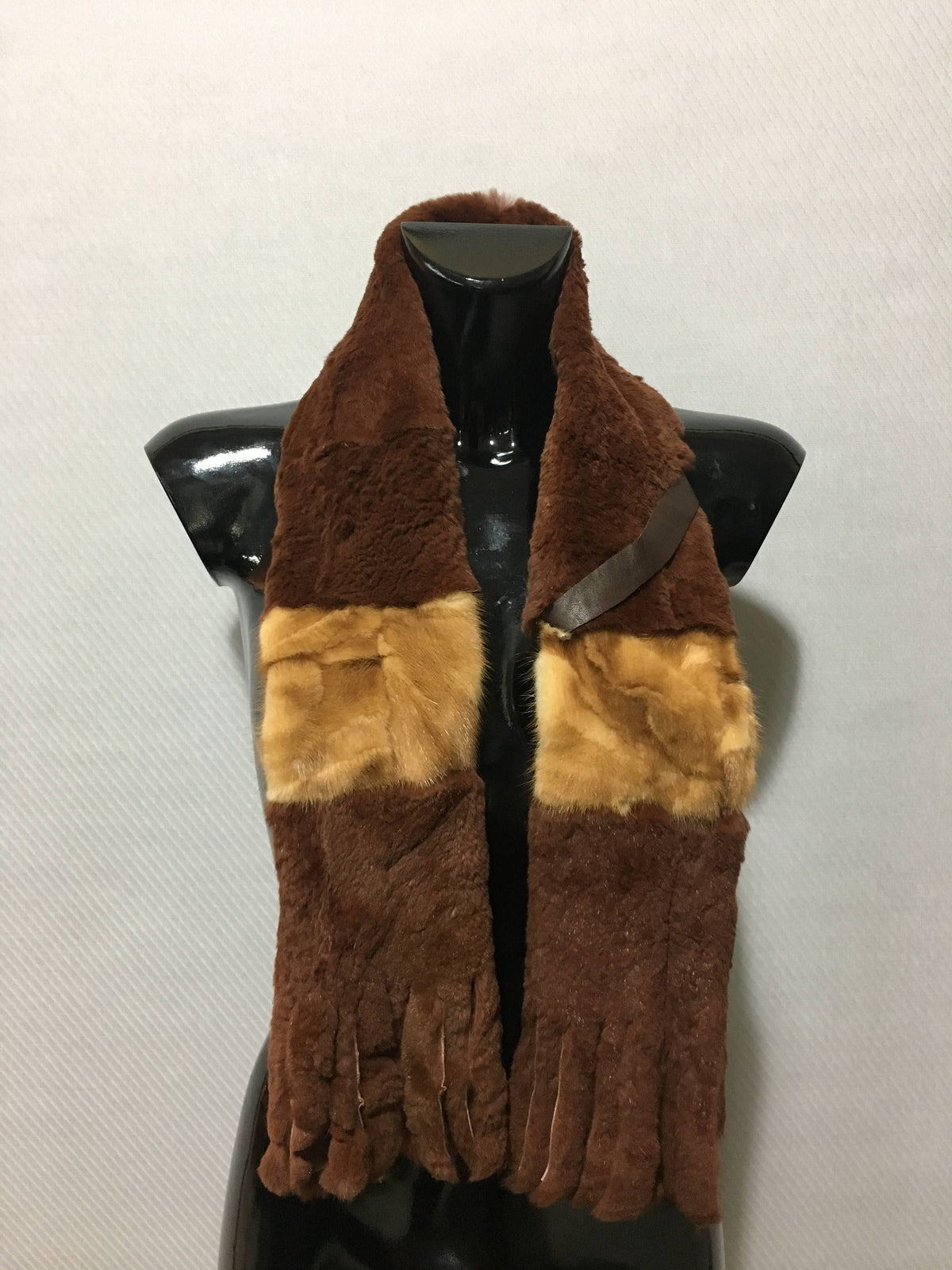 Rex rabbit With mink  Real Fur Scarf
