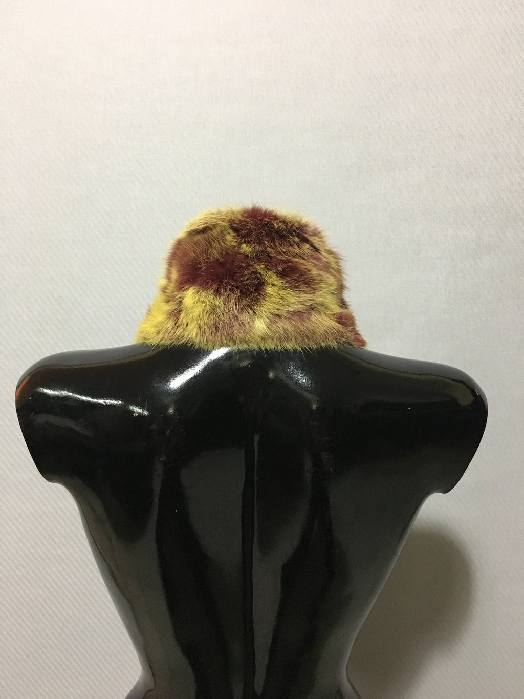 Yellow-bordeaux Rabbit Real Fur Scarf