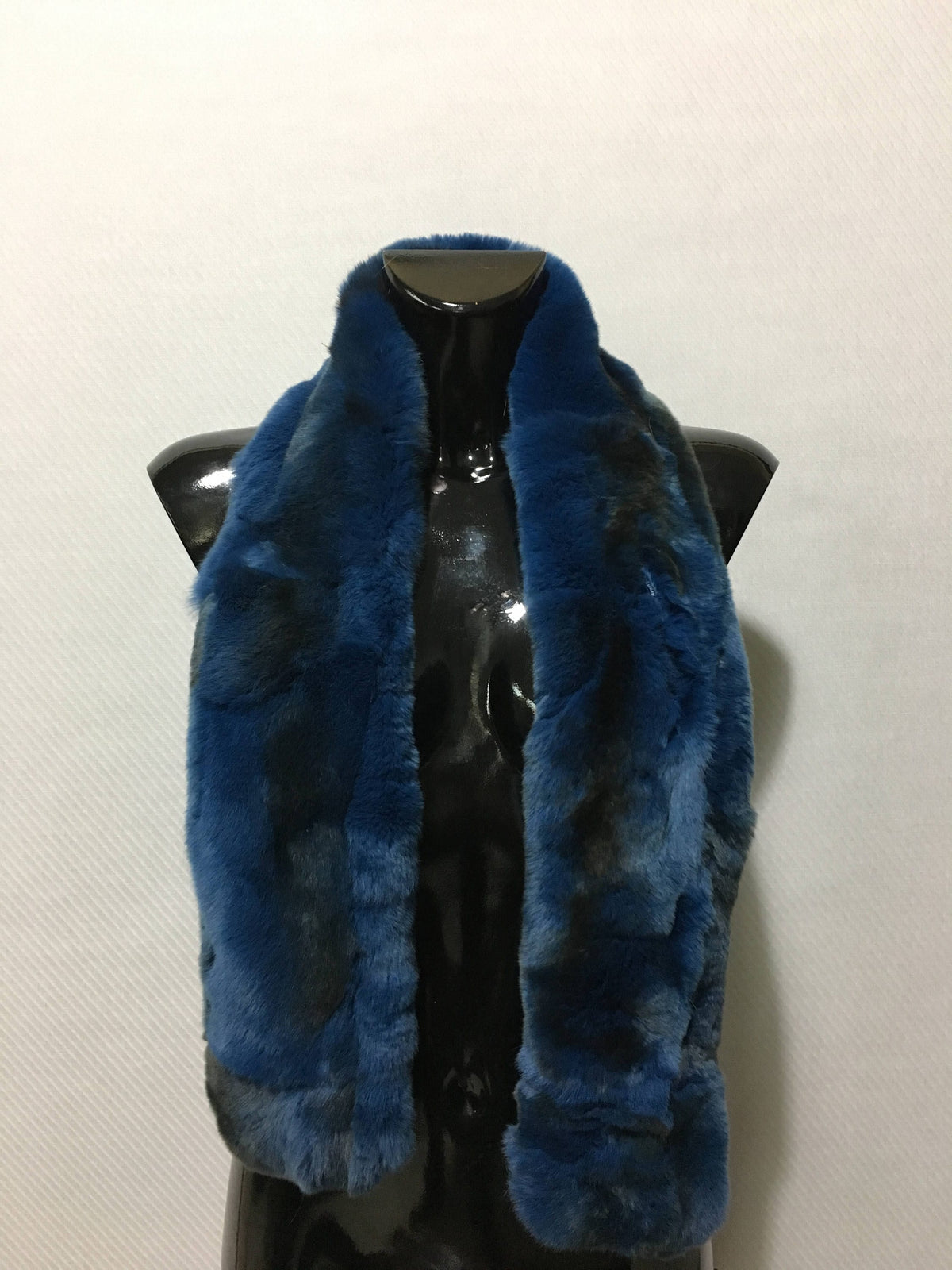 Tone of blue  and black Color Rex rabbit Real Fur Scarf