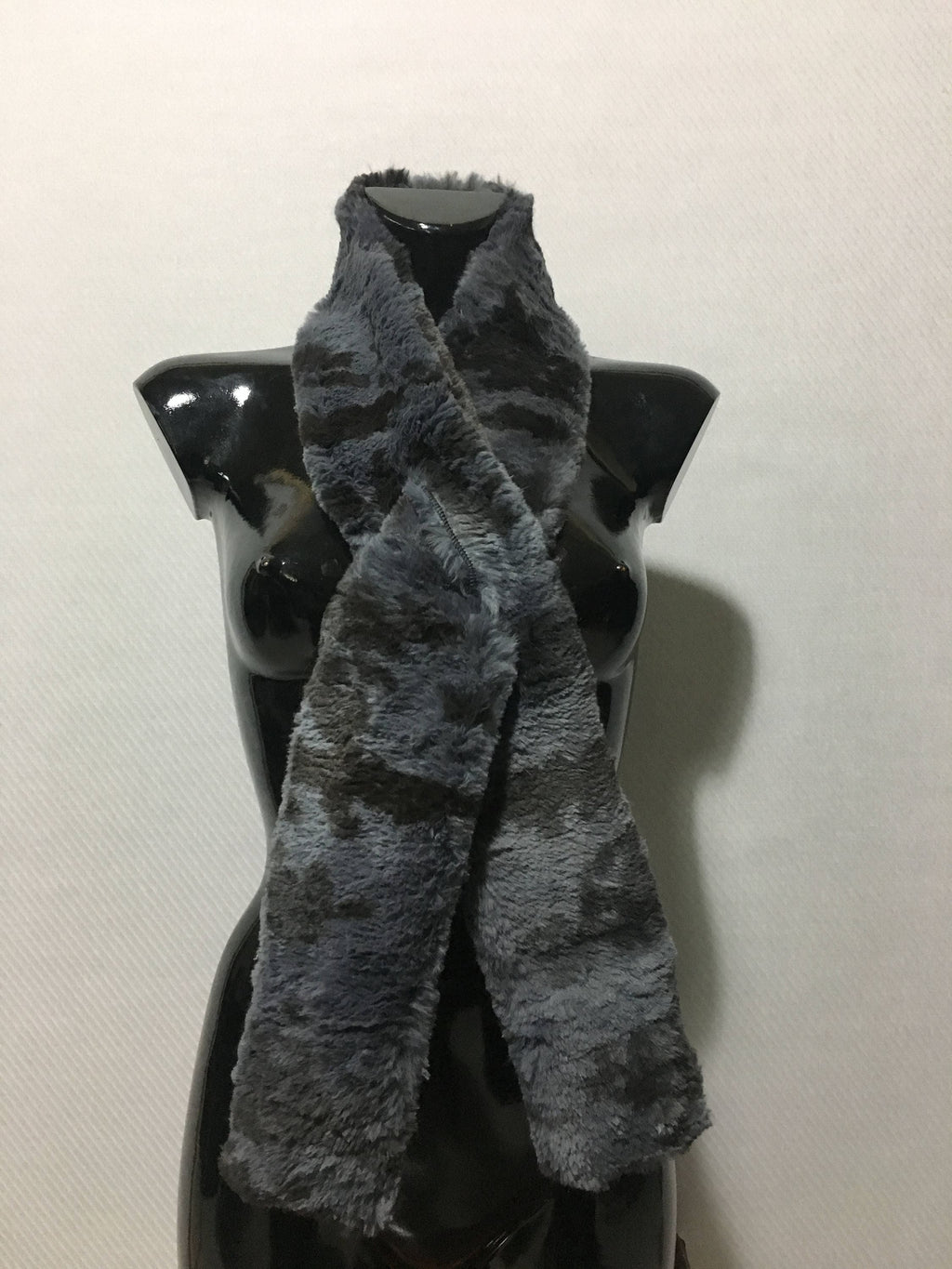 Real Rex rabbit Fur Scarf Gray black color