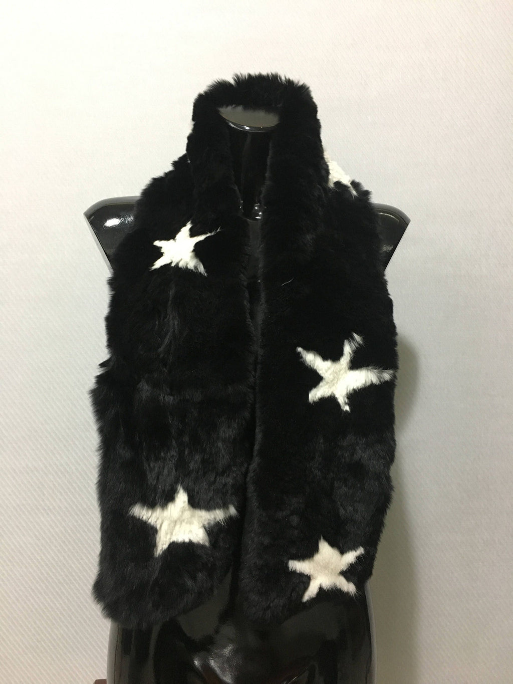 Black with stars Rex rabbit Real Fur Scarf