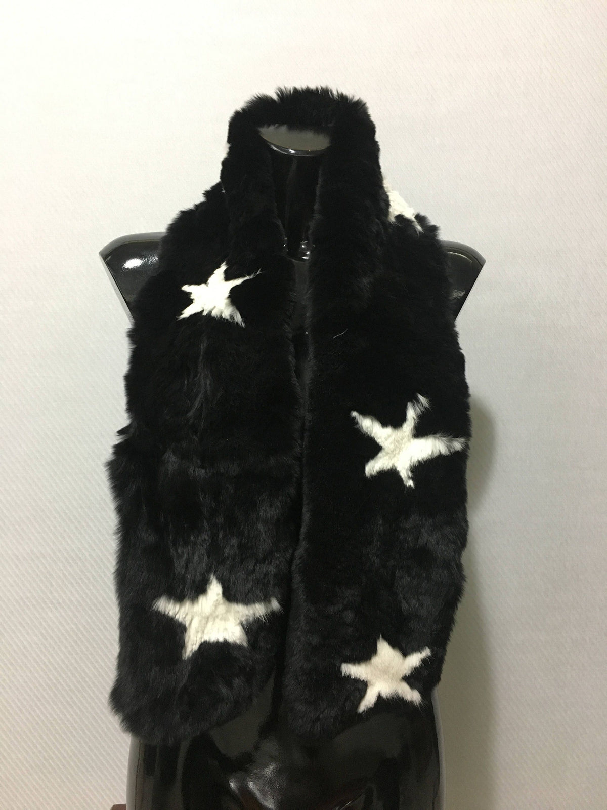 Black with stars Rex rabbit Real Fur Scarf