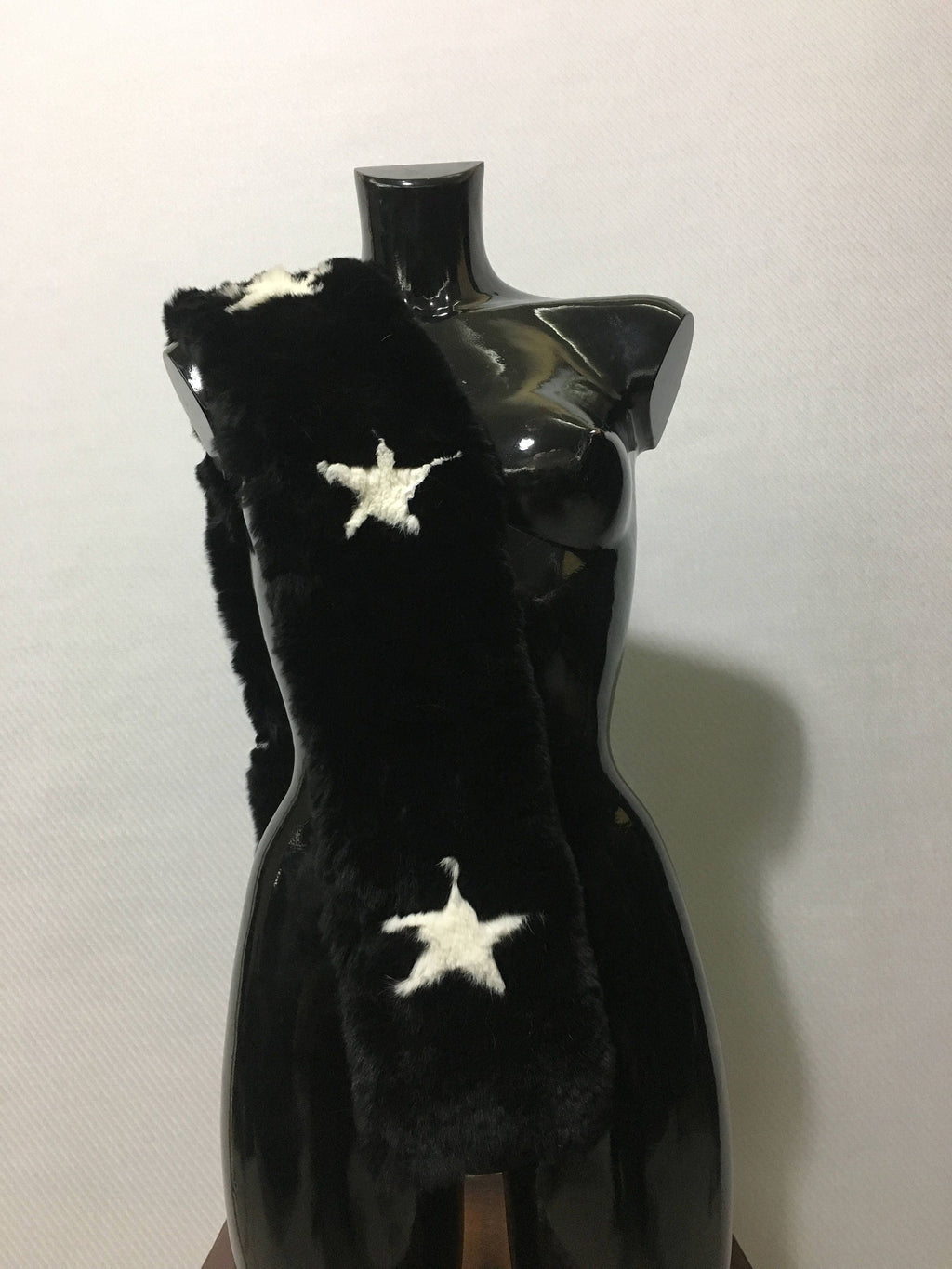 Black with stars Rex rabbit Real Fur Scarf