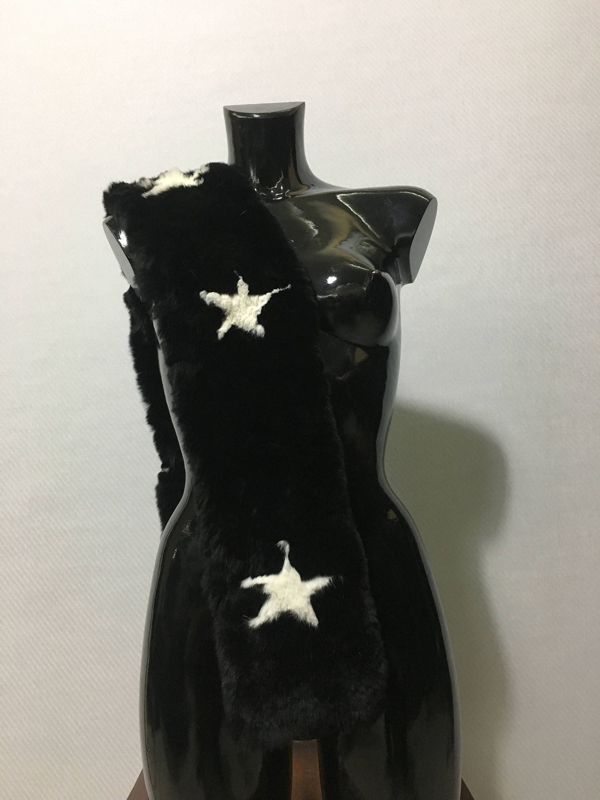 Black with stars Rex rabbit Real Fur Scarf