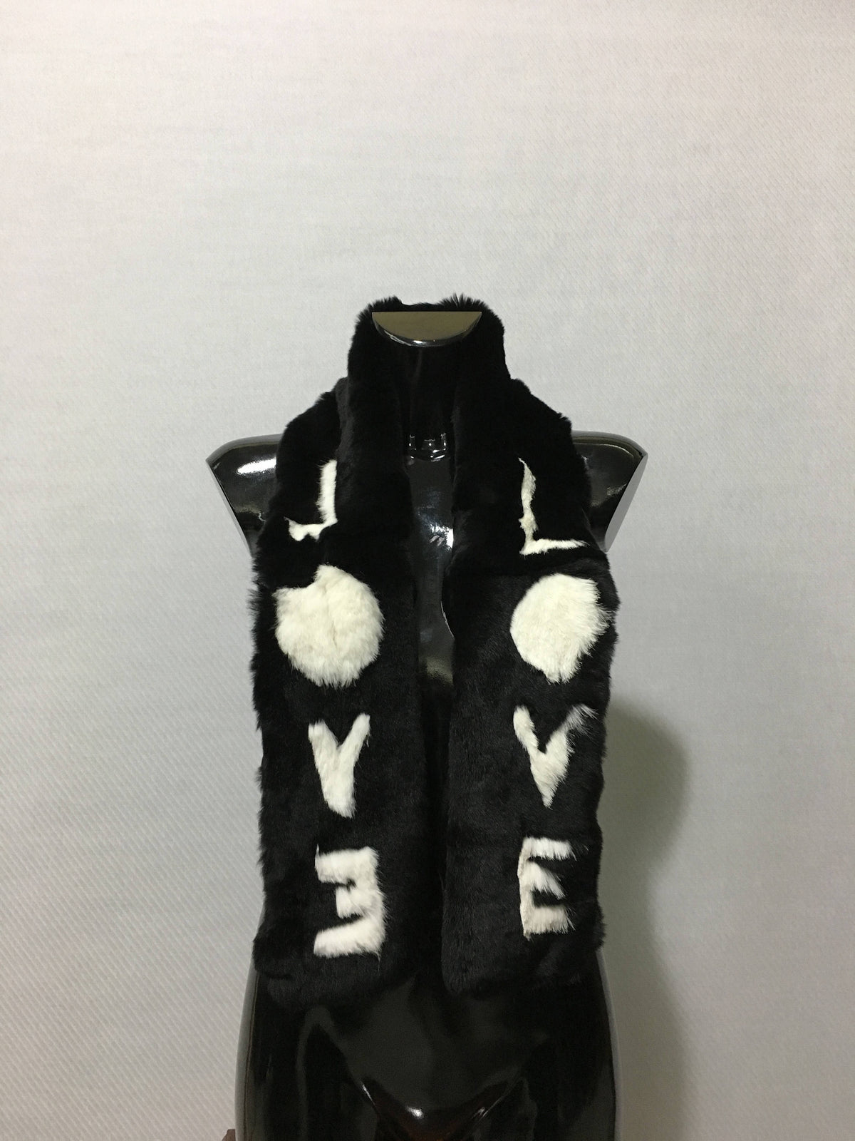 Black & white  with love Rex rabbit Real Fur Scarf