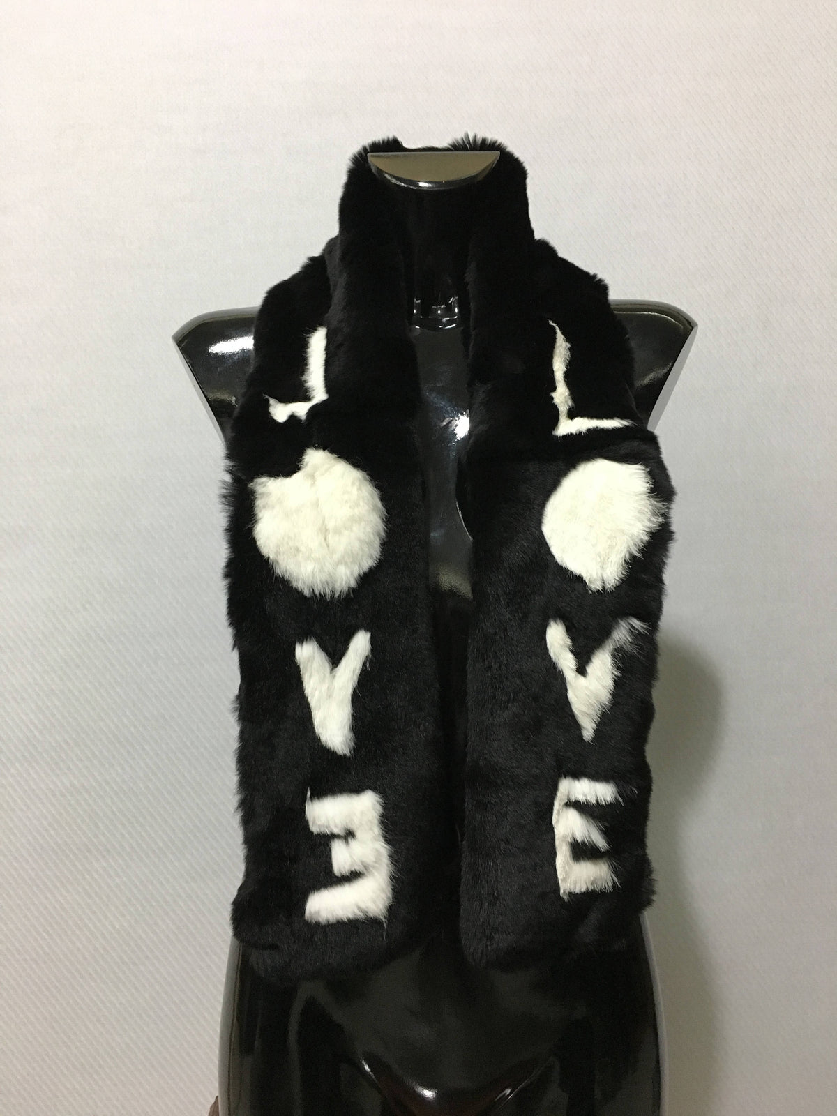 Black & white  with love Rex rabbit Real Fur Scarf