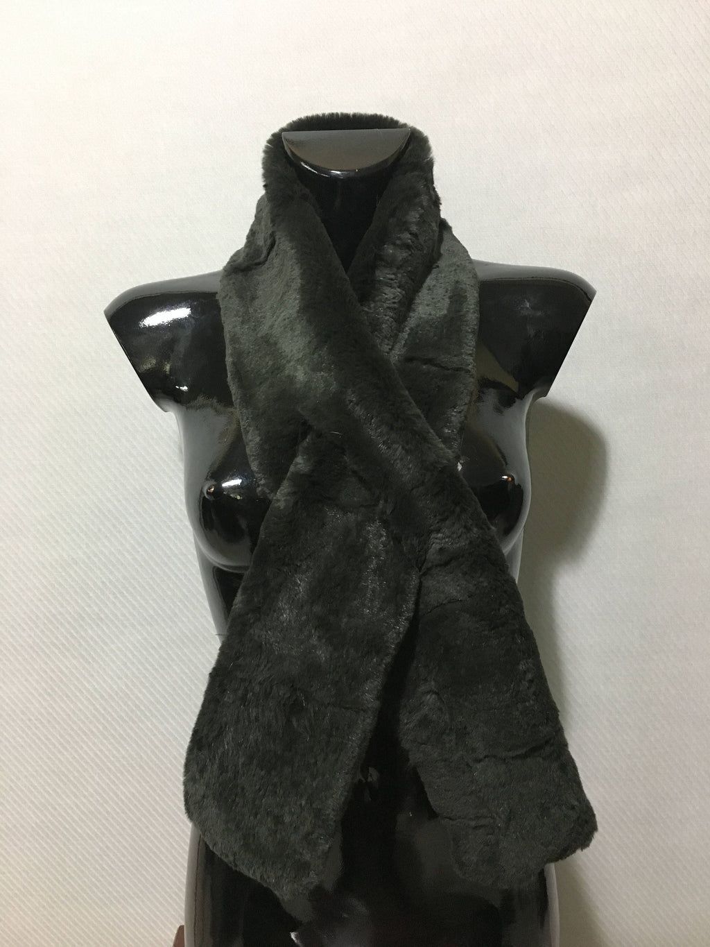 Dark Green Rex Rabbit rabbit Real Fur Scarf