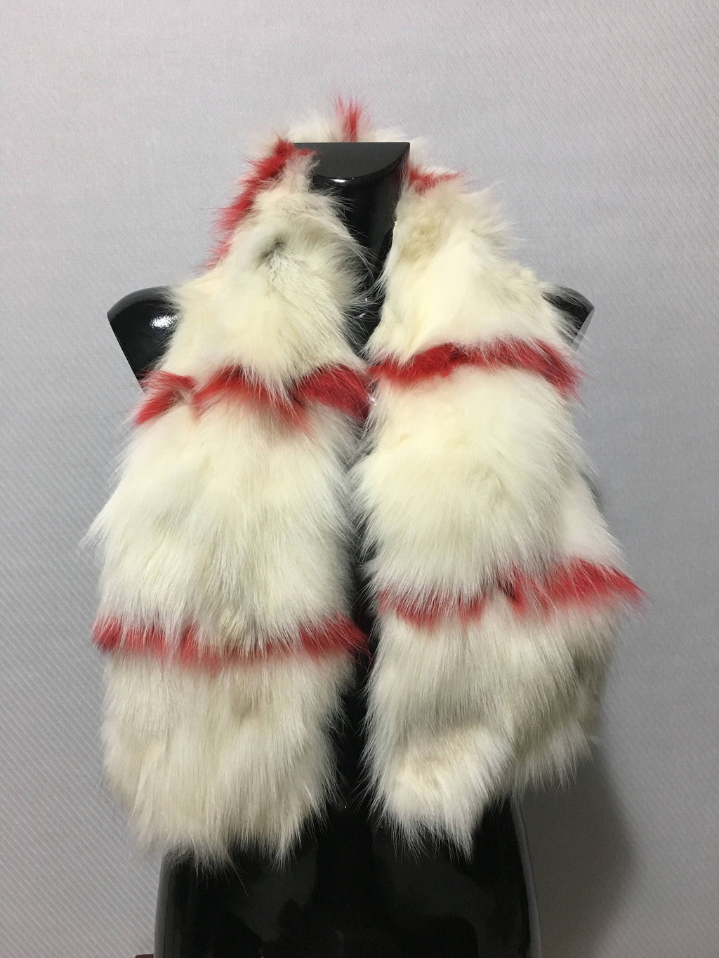 White cream and Red Fox Fur Collar- Scarf