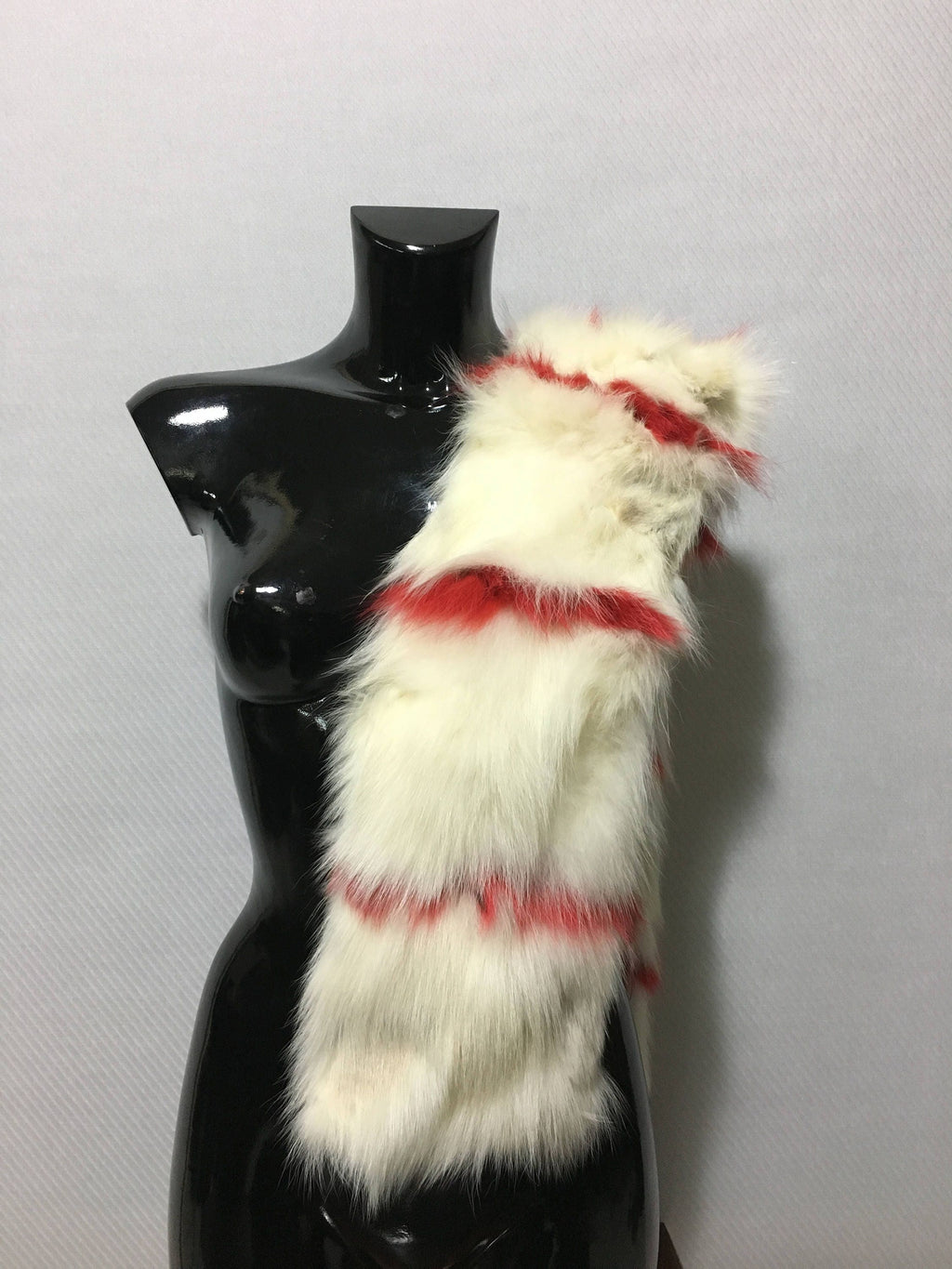 White cream and Red Fox Fur Collar- Scarf