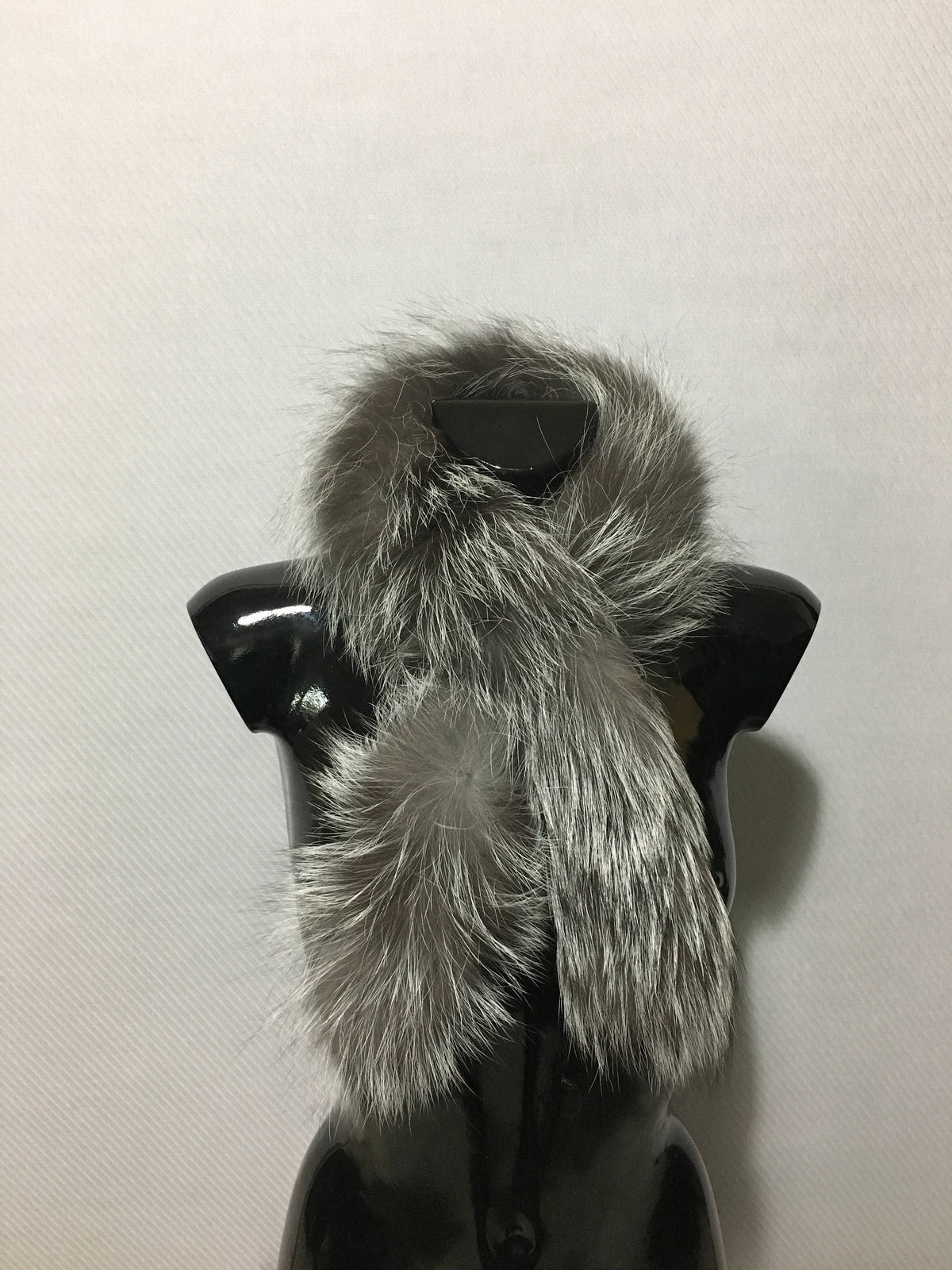 Handmade Silver Fox Fur Scarf: Winter Shawl Collar