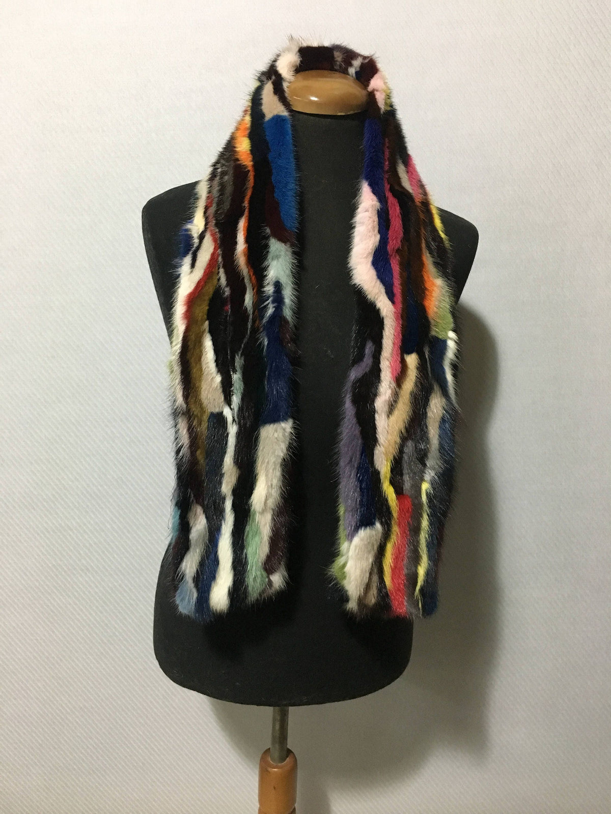 Colorful Real Mink Fur Scarf - Handmade
