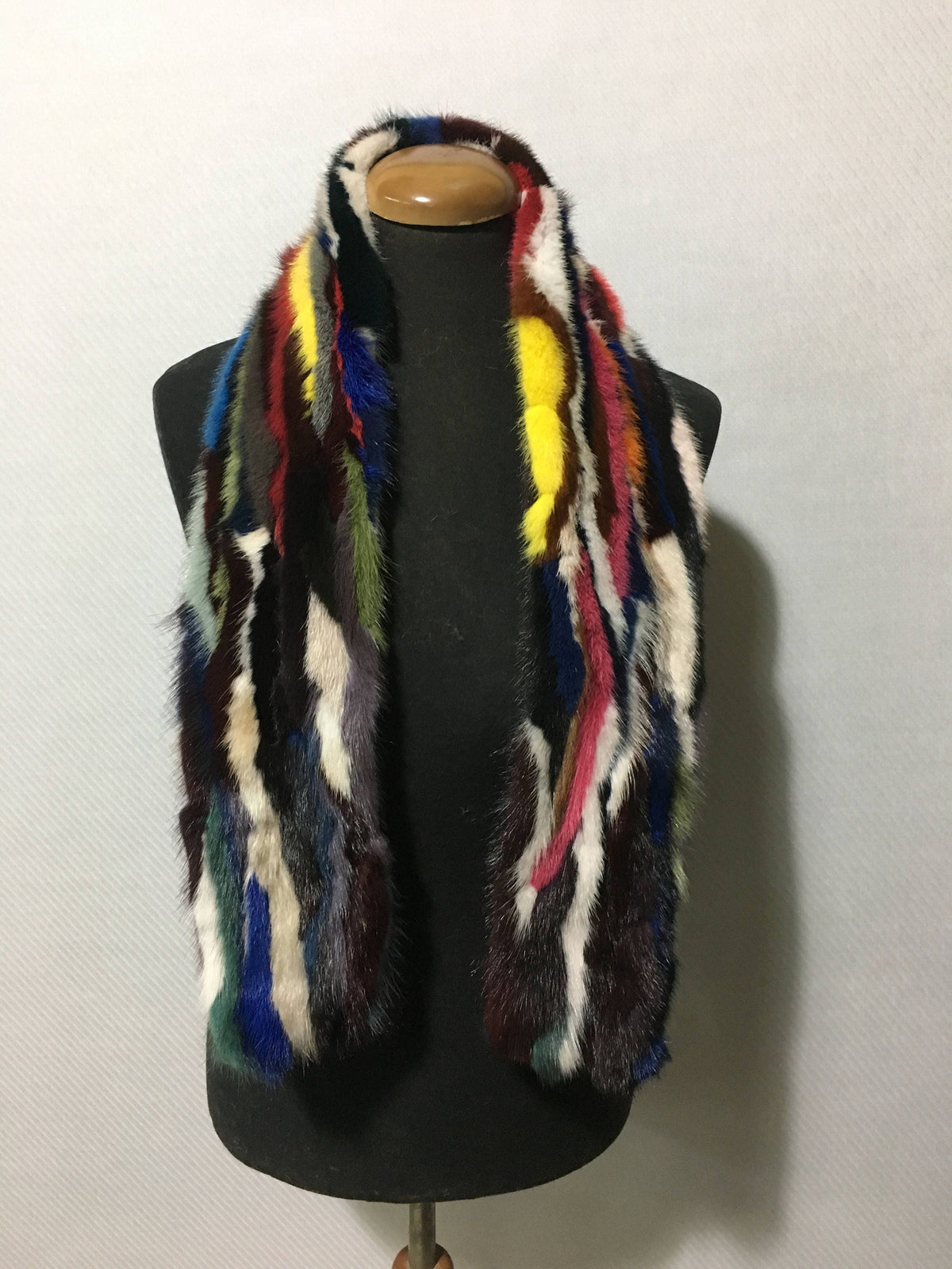 Colorful Real Mink Fur Scarf - Handmade