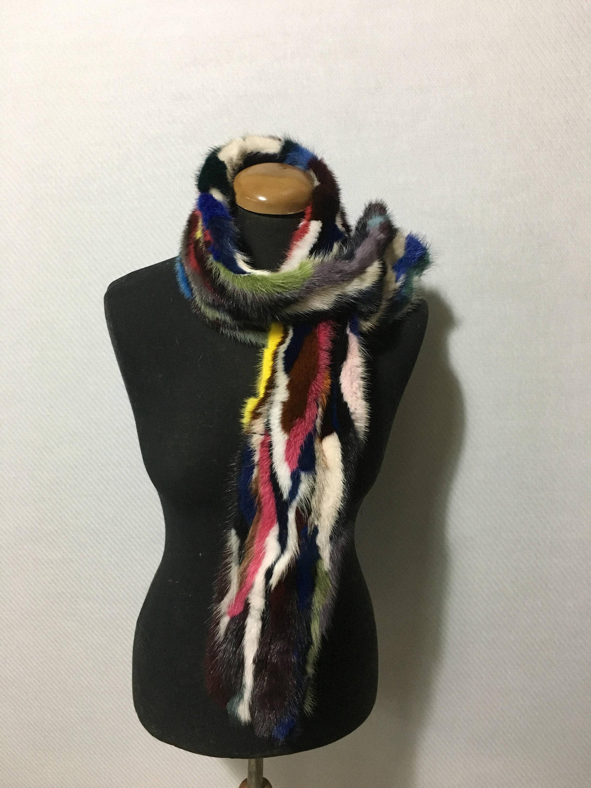 Colorful Real Mink Fur Scarf - Handmade