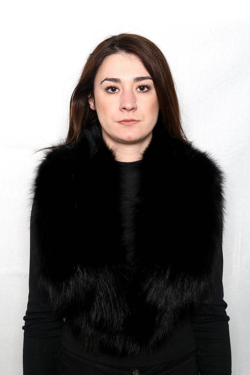 Black Fox Fur Collar & Detachable Fox Fur Cuffs , Sleeve Fur Cuffs and fur Collar, black Fur Coat collar / Gift For Her