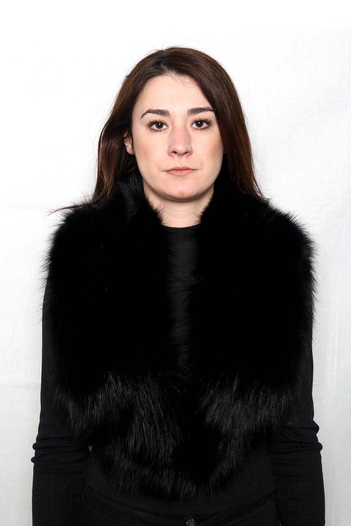 Black Fox Fur Collar & Detachable Fox Fur Cuffs , Sleeve Fur Cuffs and fur Collar, black Fur Coat collar / Gift For Her