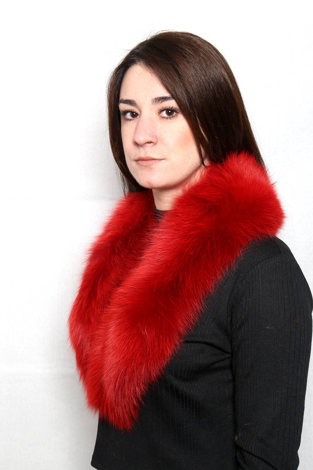 Genuine Real Red Fox Fur Collar, winter collar, Fur Collar, Made in Greece, Detachable Fox Fur Collar,