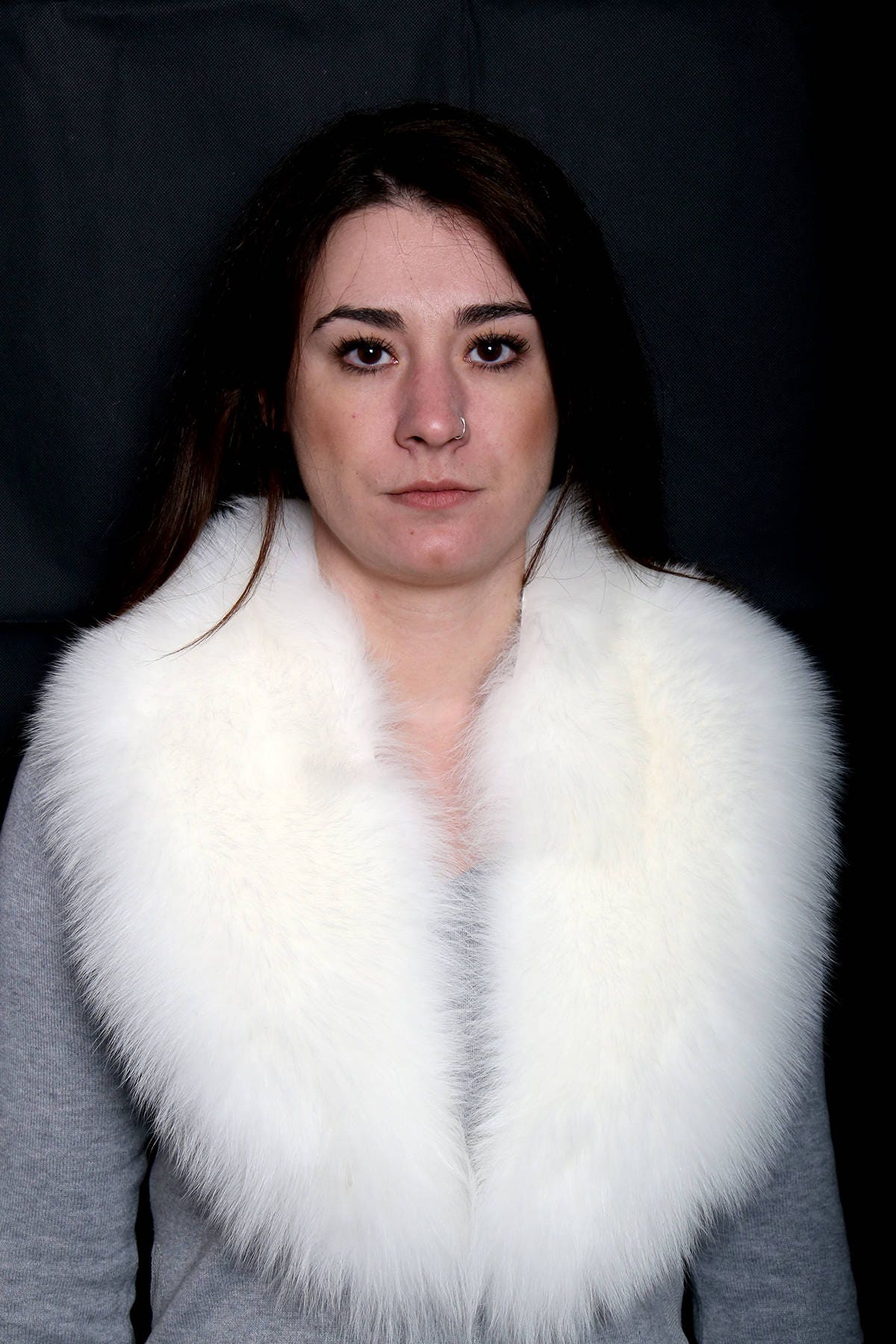 White Fox Fur Collar ,Real Fox Fur, Coat collar, Fur Shawl,White Fox fur Collar detachable Made in Greece