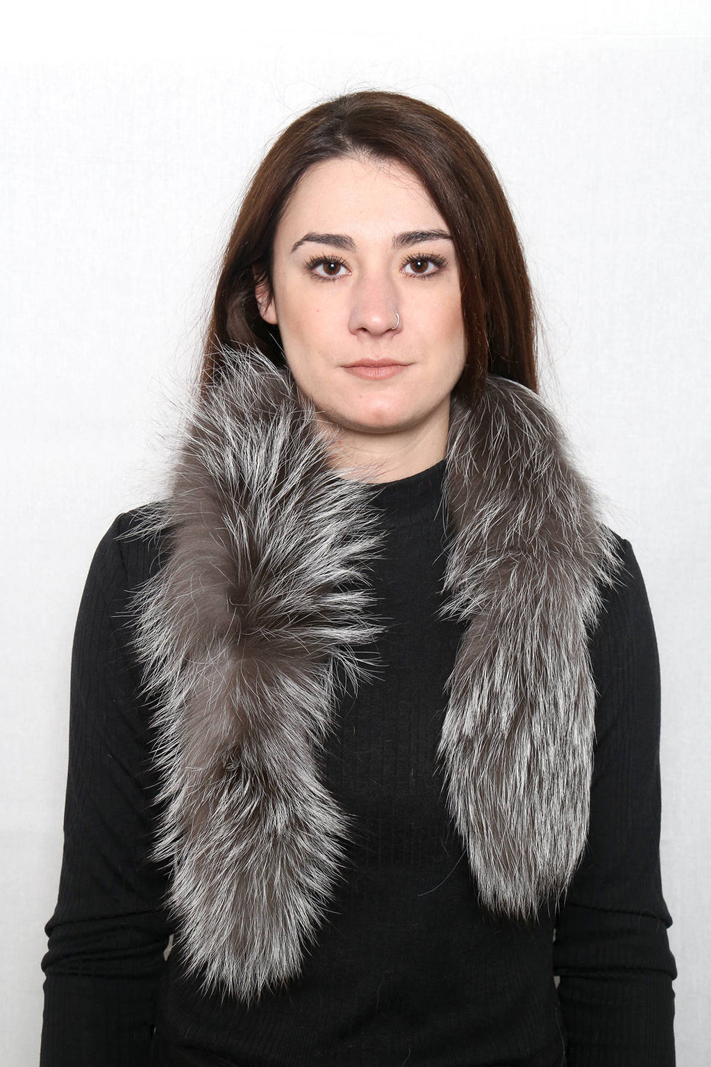 Handmade Silver Fox Fur Scarf: Winter Shawl Collar