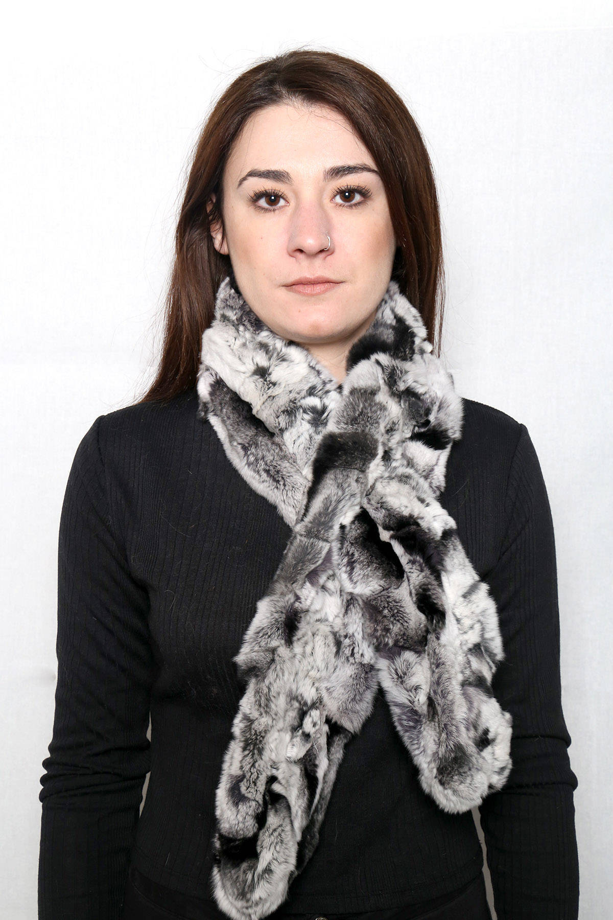 Rex rabbit  Fur Scarf , Luxury Gift , Gray Fur Neck Wrap, Winter scarf,Women chunky scarf,Real fur scarf Luxury Gift For Her