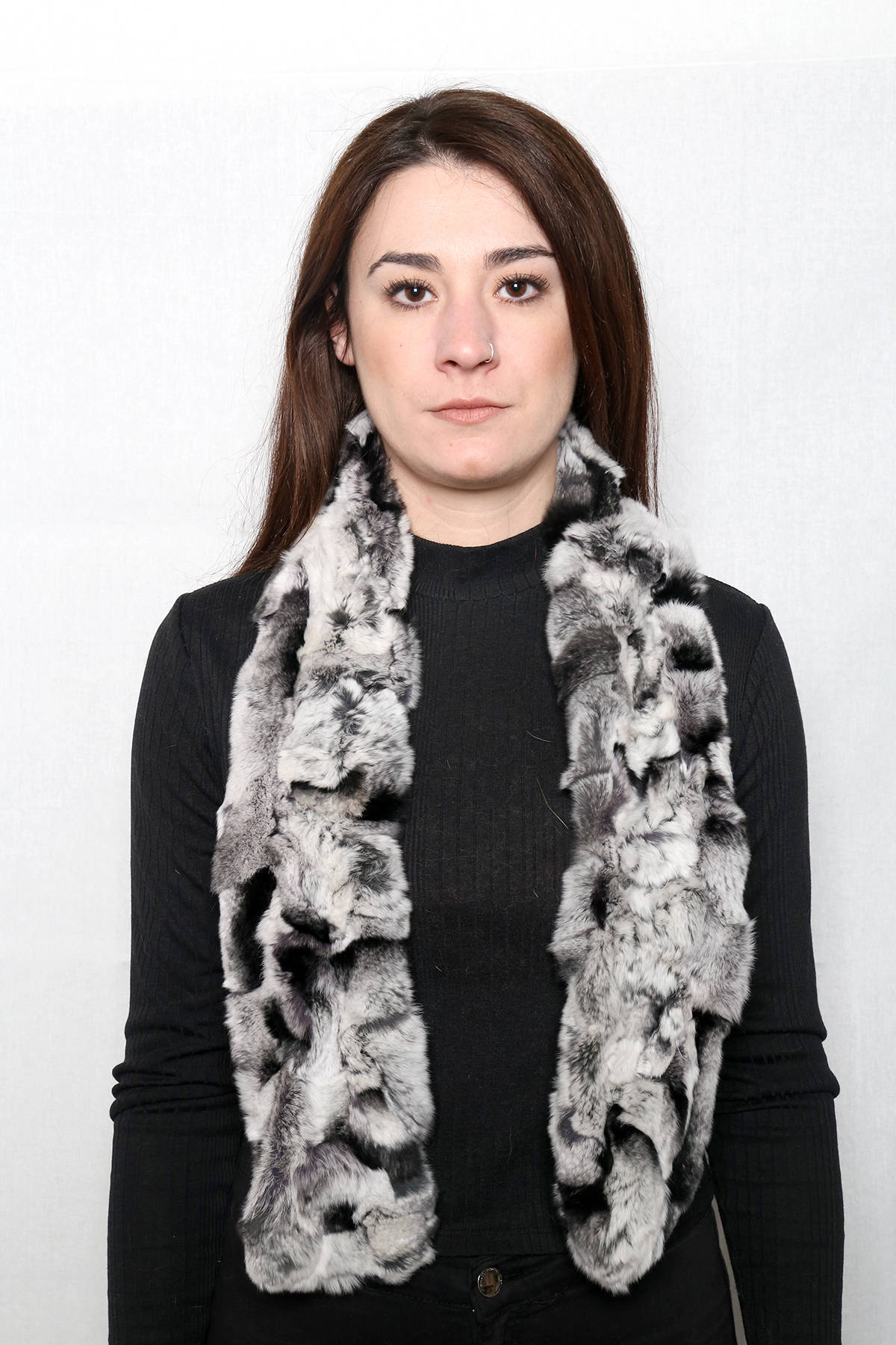 Rex rabbit  Fur Scarf , Luxury Gift , Gray Fur Neck Wrap, Winter scarf,Women chunky scarf,Real fur scarf Luxury Gift For Her