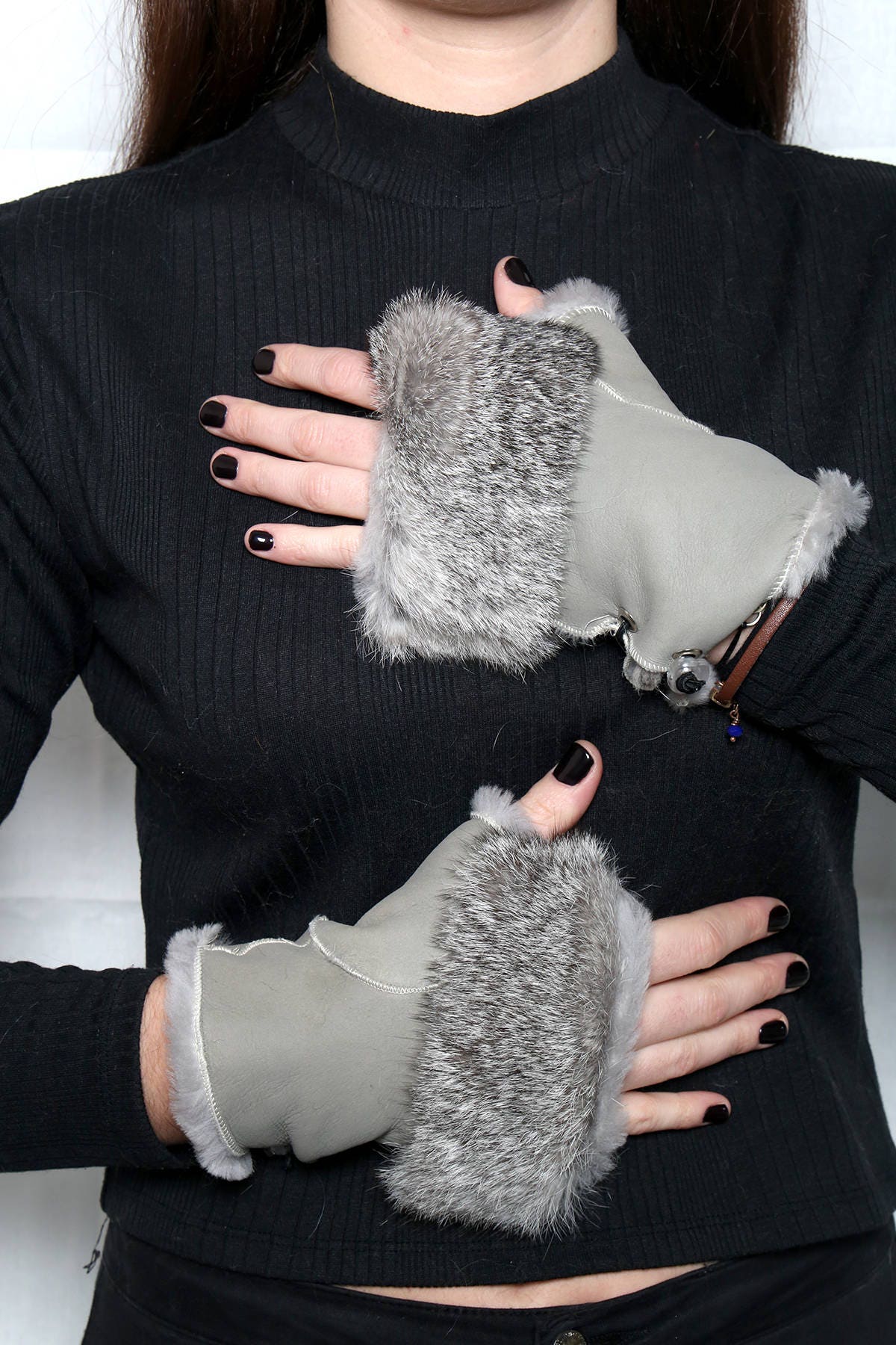 Sheepskin Gloves Fingerless In One Size