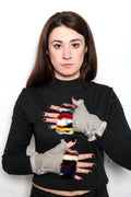 Sheepskin Gloves Fingerless With colorful mink In One Size