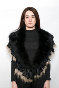 Genuine Real Black & brown Fox Fur Collar