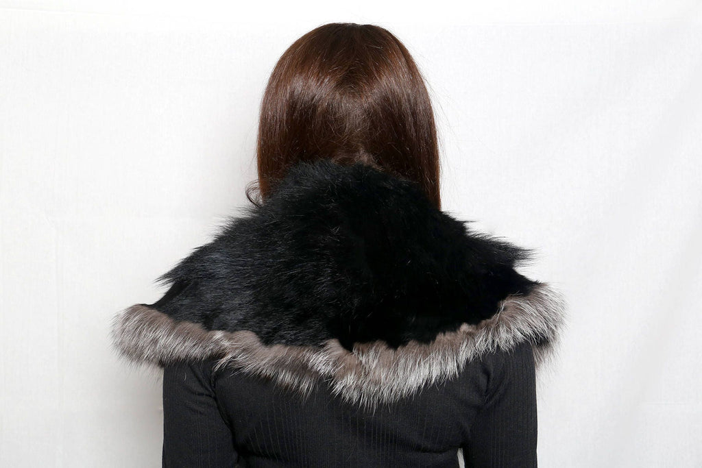 beautiful Real Black & brown Fox Fur Big Collar