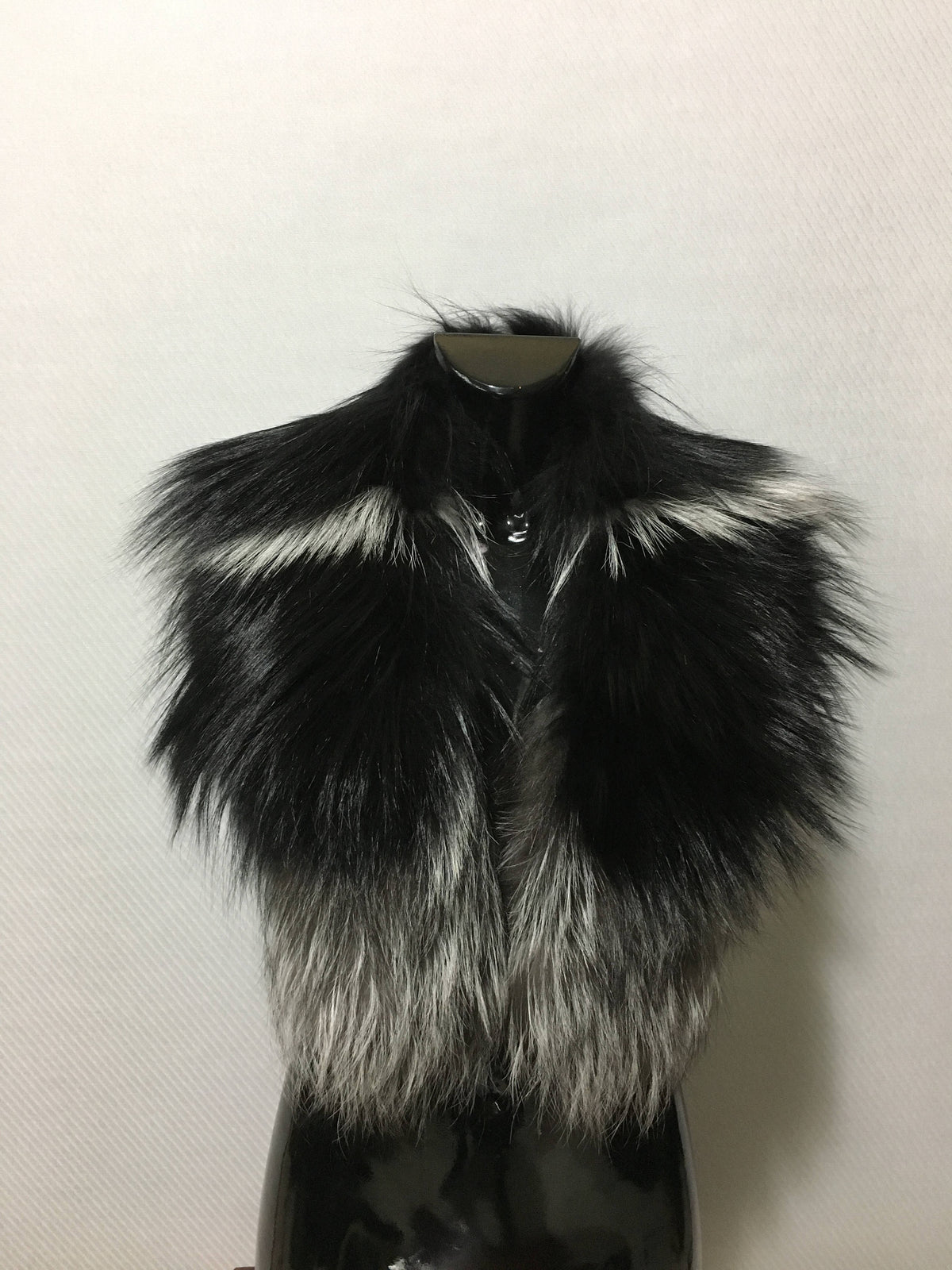 Real Natural Black & Silver Color Fox Fur Collar, Real Fox Fur, Coat collar, Fur Shawl,Fox fur Collar detachable